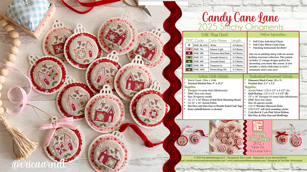 Candy Cane Lane Stitchy Ornaments Floss Chart