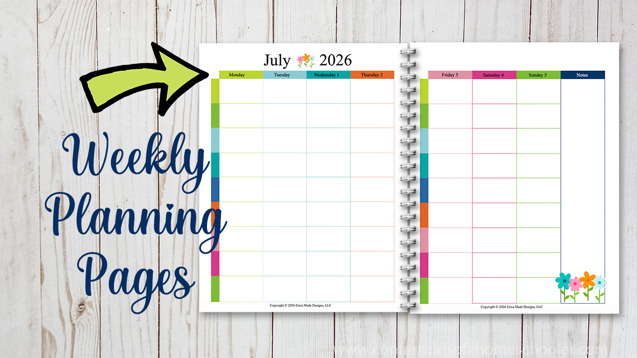 Homeschool Lesson Planner 2025 2024 Weekly Planning Pages